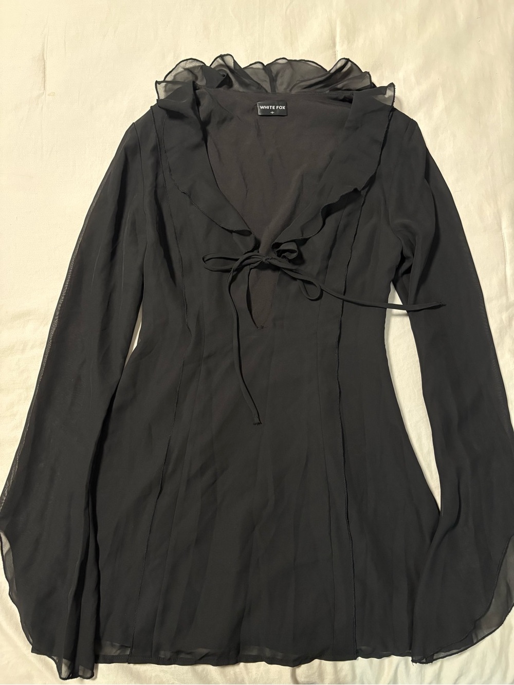 White Fox Boutique Black Ruffle Mini Dress